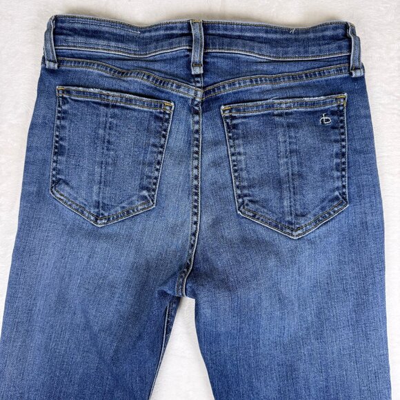 rag & bone Nina High-Rise Flare Frayed Ankle Jeans Dark Wash Womens 26 - Picture 6 of 11